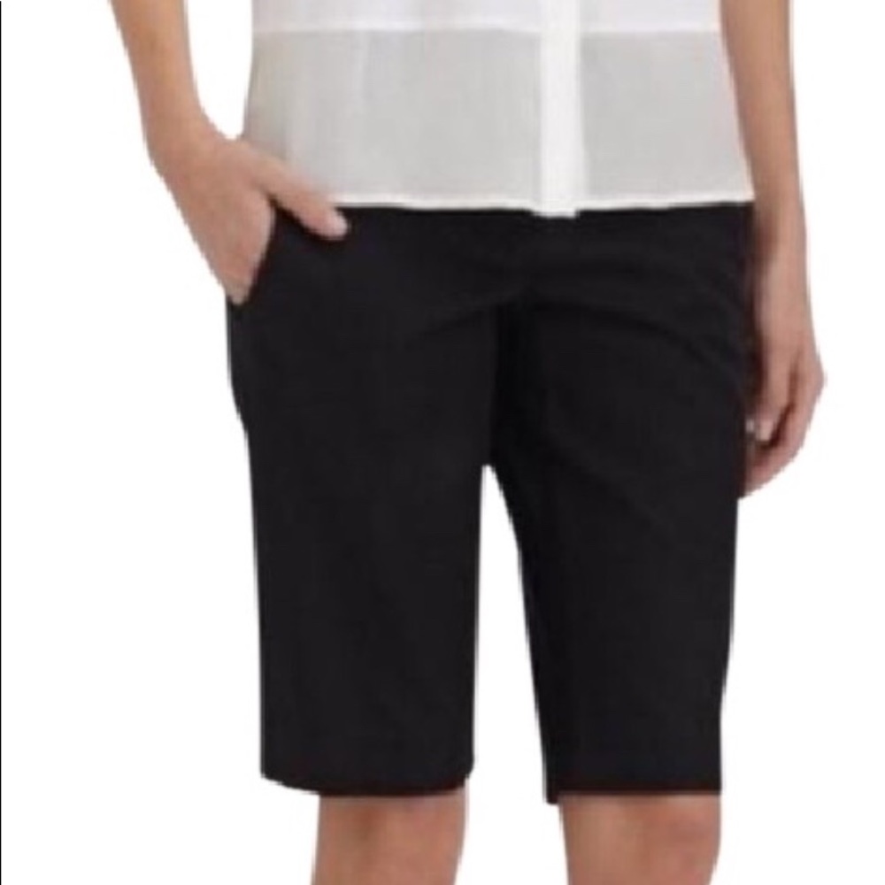 Theory Black Cotton Bermuda Shorts